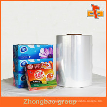 Película de embalaje suave del PVC para el paquete externo, embalaje externo Hecho de la película del encogimiento del PVC